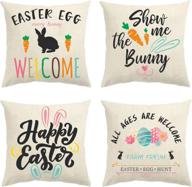 elevate your easter home decor with glaring easter decorations pillow 🐇 covers - set of 4 18x18 inch bunny rabbit throw pillow covers логотип