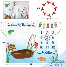 img 1 attached to 🎣 Gone Fishing Baby Monthly Milestone Blanket: Прекрасный проп для фотографий с новорожденными мальчиками и девочками | Идеи для декора детской комнаты The Big One | 40 "X 50".