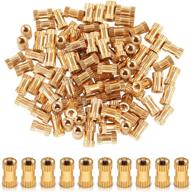 hilitchi 100 pcs female thread brass knurled threaded insert embedment nuts, for 3d prints, projects, and more (m2x6mmx3.5mm) логотип