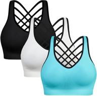 high-quality padded strappy sports bras: yoga, running, fitness - pack of 3 logo