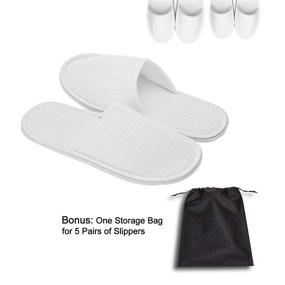 img 1 attached to 🔌 Echoapple Waffle Closed Toe White Slippers - Universal Fit (Large, White) - Pack of 5 - Ideal for Spa, Party, Hotel, and Travel Use for Men and Women