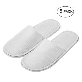 img 4 attached to 🔌 Echoapple Waffle Closed Toe White Slippers - Universal Fit (Large, White) - Pack of 5 - Ideal for Spa, Party, Hotel, and Travel Use for Men and Women