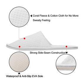 img 2 attached to 🔌 Echoapple Waffle Closed Toe White Slippers - Universal Fit (Large, White) - Pack of 5 - Ideal for Spa, Party, Hotel, and Travel Use for Men and Women