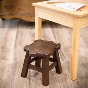 img 3 attached to Discover the Exquisite Craftsmanship of Sea Island Imports Turtle Stain Design Hand Carved Acacia Hardwood Decorative Short Stool