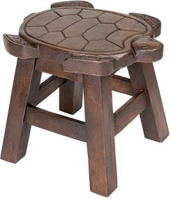 img 4 attached to Discover the Exquisite Craftsmanship of Sea Island Imports Turtle Stain Design Hand Carved Acacia Hardwood Decorative Short Stool