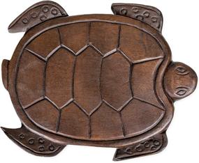img 2 attached to Discover the Exquisite Craftsmanship of Sea Island Imports Turtle Stain Design Hand Carved Acacia Hardwood Decorative Short Stool