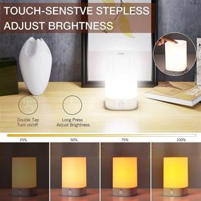 img 2 attached to 🌙 2 Pack Dimmable Touch Sensor Night Light Bedside Lamps for Bedroom Living Room - Warm White Light & RGB Color Changing Rechargeable Nursery Night Light Smart Table Lamp for Baby Kids Adults