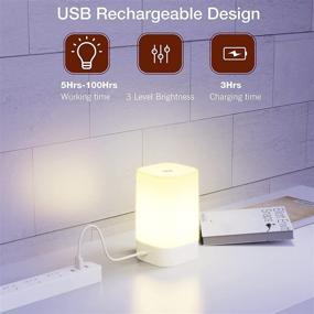 img 1 attached to 🌙 2 Pack Dimmable Touch Sensor Night Light Bedside Lamps for Bedroom Living Room - Warm White Light & RGB Color Changing Rechargeable Nursery Night Light Smart Table Lamp for Baby Kids Adults