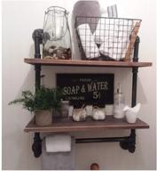 🧻 rustic industrial pipe bathroom shelves with towel bar - wall mounted 2 tiered rustic wood wall shelf - black matte towel rack - pipe floating shelves for stylish bathroom decor logo