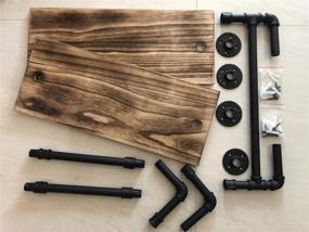 img 2 attached to 🧻 Rustic Industrial Pipe Bathroom Shelves with Towel Bar - Wall Mounted 2 Tiered Rustic Wood Wall Shelf - Black Matte Towel Rack - Pipe Floating Shelves for Stylish Bathroom Decor