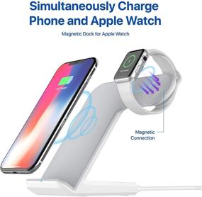 img 3 attached to 🔌 OCOMMO Улучшенная беспроводная зарядка 2 в 1: Apple Watch 5,4,3,2,1 и iPhone 11, XS, XR, 8 Plus Зарядная станция (белая)