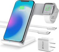 🔌 ocommo улучшенная беспроводная зарядка 2 в 1: apple watch 5,4,3,2,1 и iphone 11, xs, xr, 8 plus зарядная станция (белая) логотип