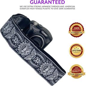 img 2 attached to Royal Silver & Black Woven Camera Strap for DSLR Cameras. Elegant Embroidered Neck & Shoulder Strap, Universal Fit with Unique Pattern. Perfect Stocking Stuffer for Men & Women Photographers