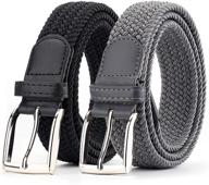 👔 stylish elastic braided woven canvas belts for men's fashion accessorizing logo