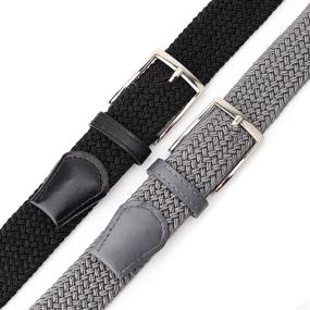 img 2 attached to 👔 Stylish Elastic Braided Woven Canvas Belts for Men's Fashion Accessorizing