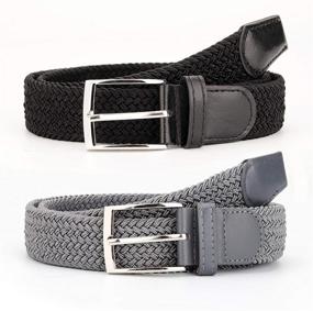 img 3 attached to 👔 Stylish Elastic Braided Woven Canvas Belts for Men's Fashion Accessorizing