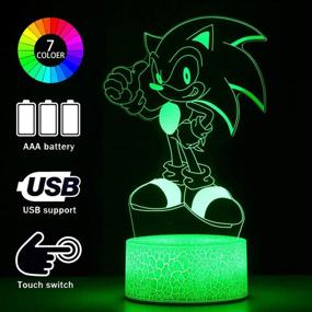 img 2 attached to 🦔 2-Pattern Sonic The Hedgehog 3D Illusion Lamp - Sonic Toys LED Night Light for Kids Room Decor, 16-Color Change with Remote Timer, Cool Birthday Gifts for Sonic Fans - Boys and Girls Room Decoration