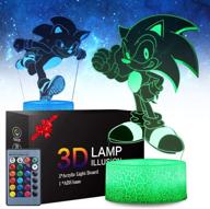 🦔 2-pattern sonic the hedgehog 3d illusion lamp - sonic toys led night light for kids room decor, 16-color change with remote timer, cool birthday gifts for sonic fans - boys and girls room decoration логотип