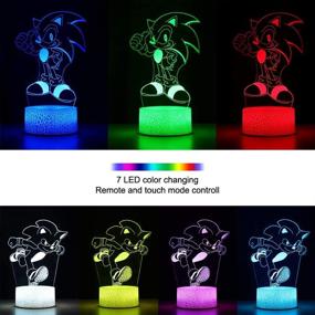 img 3 attached to 🦔 2-Pattern Sonic The Hedgehog 3D Illusion Lamp - Sonic Toys LED Night Light for Kids Room Decor, 16-Color Change with Remote Timer, Cool Birthday Gifts for Sonic Fans - Boys and Girls Room Decoration