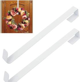 img 1 attached to 🚪 GKanMore 2 Pack 15 Inch Metal Front Door Wreath Hanger Hook - Over The Door Hook for Christmas Decoration, Party Décor, Clothing & Towel Hanging, Wreaths, Bags (White)