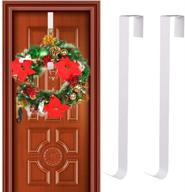 🚪 gkanmore 2 pack 15 inch metal front door wreath hanger hook - over the door hook for christmas decoration, party décor, clothing & towel hanging, wreaths, bags (white) logo