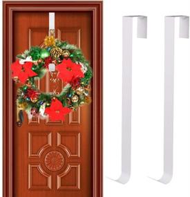 img 4 attached to 🚪 GKanMore 2 Pack 15 Inch Metal Front Door Wreath Hanger Hook - Over The Door Hook for Christmas Decoration, Party Décor, Clothing & Towel Hanging, Wreaths, Bags (White)