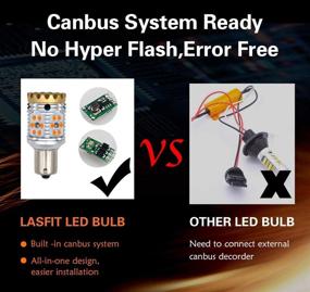 img 2 attached to LASFIT Amber BAU15S PY21W 12496 CANBUS Error Free Anti Hyper Flash LED Turn Signal Lights - Powerfully Bright 28W 2600LM, Easy Plug and Play (2 Pack)