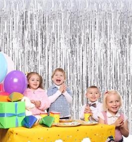 img 1 attached to Fecedy Silver Metallic Tinsel Foil Fringe Curtains: Perfect Photo Booth Props for Party Decorations and Special Occasions