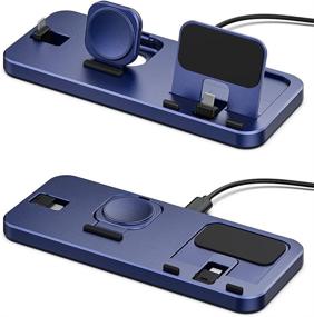 img 3 attached to 🔌 CEREECOO Portable 3 in 1 Charging Station: Foldable Charger Stand for iWatch, iPhone, and AirPods Pro - Blue, with 10W Adapter