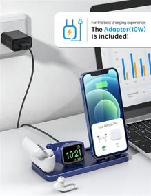 img 2 attached to 🔌 CEREECOO Portable 3 in 1 Charging Station: Foldable Charger Stand for iWatch, iPhone, and AirPods Pro - Blue, with 10W Adapter