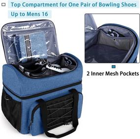 img 3 attached to DSLEAF Bowling Bag: Premium Tote for 2 Balls, Wooden Cups, Divider, and Shoe Compartment - Holds Mens 16 Size Shoes and Extra Accessories - Bag Only