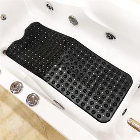 img 4 attached to 🛁 SHKARO Shower Bathtub Mat: Extra Size 39x16 with Strong Suction Cups and Drain Holes - Machine Washable