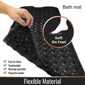 img 3 attached to 🛁 SHKARO Shower Bathtub Mat: Extra Size 39x16 with Strong Suction Cups and Drain Holes - Machine Washable