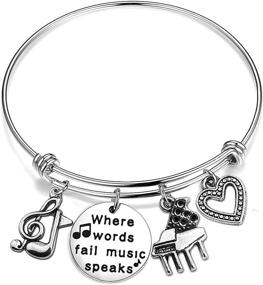 img 4 attached to 🎵 ENSIANTH Music Gift: Express Your Love through Melody with Expandable Music Charm Bangle