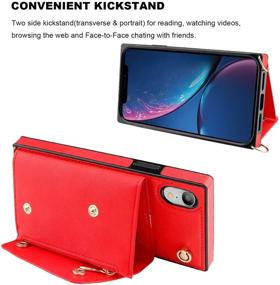 img 2 attached to 📱 Stylish Red KIHUWEY iPhone Xr Crossbody Case: Wallet, Kickstand, Wrist Strap & More!