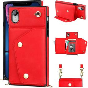 img 4 attached to 📱 Stylish Red KIHUWEY iPhone Xr Crossbody Case: Wallet, Kickstand, Wrist Strap & More!