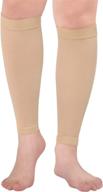 🧦 lighsele calf compression sleeve for women & men – relief from pain, shin splints, swelling, varicose veins - graduated leg support compression socks 20-30 mmhg (beige, xxl) логотип