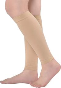 img 3 attached to 🧦 LighSele Calf Compression Sleeve for Women & Men – Relief from Pain, Shin Splints, Swelling, Varicose Veins - Graduated Leg Support Compression Socks 20-30 mmHg (Beige, XXL)