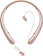 🎧 retractable earbuds: bluetooth headphones with neckband, hi-fi stereo sound & noise cancelling - rose gold logo