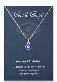 img 4 attached to 👁️ PPJew Evil Eye Necklace Chain: Blue Eyes Amulet Pendant Ojo Turco Kabbalah Protection - Stylish, Adjustable, & Delicate Jewelry Gift for Women and Girls