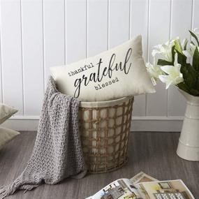 img 2 attached to 🏡 Meekio Farmhouse Pillow Covers: Thankful Grateful Blessed Quote, 12"x20", Rustic Decor Lumbar Pillow for Housewarming & Family Room Décor