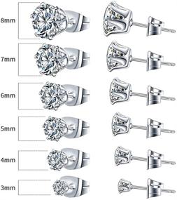 img 3 attached to UHIBROS 6 Pairs Hypoallergenic Stainless Steel CZ Earrings Set - 18K White Gold Plated Studs for Sensitive Ears