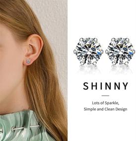 img 1 attached to UHIBROS 6 Pairs Hypoallergenic Stainless Steel CZ Earrings Set - 18K White Gold Plated Studs for Sensitive Ears