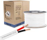 🔊 cmple 100ft 14awg speaker wire cable: high-quality in-wall cl2 rated copper clad aluminum for home theater & car audio - 100ft, white logo