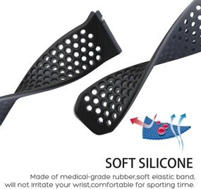 img 3 attached to ✨ SKYLET Compatible with Fitbit Ionic Bands: Soft Sport Silicone Wristband for Men and Women - Black-Gray, Large