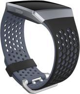 ✨ skylet compatible with fitbit ionic bands: soft sport silicone wristband for men and women - black-gray, large logo