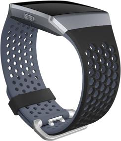 img 4 attached to ✨ SKYLET Compatible with Fitbit Ionic Bands: Soft Sport Silicone Wristband for Men and Women - Black-Gray, Large