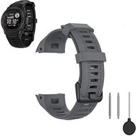📱 gray replacement silicone waterproof wrist band strap for garmin instinct smartwatch - foundeast compatible with adapter tools logo