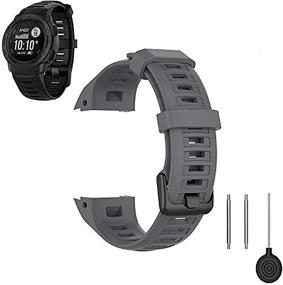 img 4 attached to 📱 Gray Replacement Silicone Waterproof Wrist Band Strap for Garmin Instinct Smartwatch - FoundEast Compatible with Adapter Tools