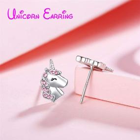 img 1 attached to 🦄 Cute Pink Unicorn Stud Earrings for Little Girls - Sparkling Zircon Kids Jewelry for Birthday Parties